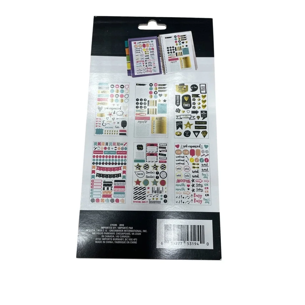 Let's Planner Stickers 323pc Multicolor Gold Foil Get Organized Planner‎ Deco